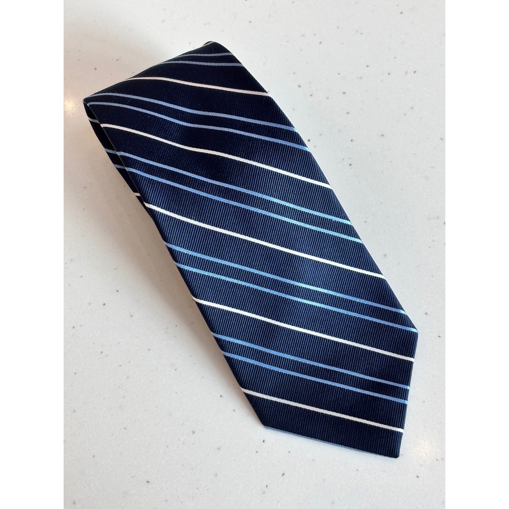 US Polo Assn Mens Silk Tie Navy Blue Light Blue‎ White Diagonal Striped RN121148